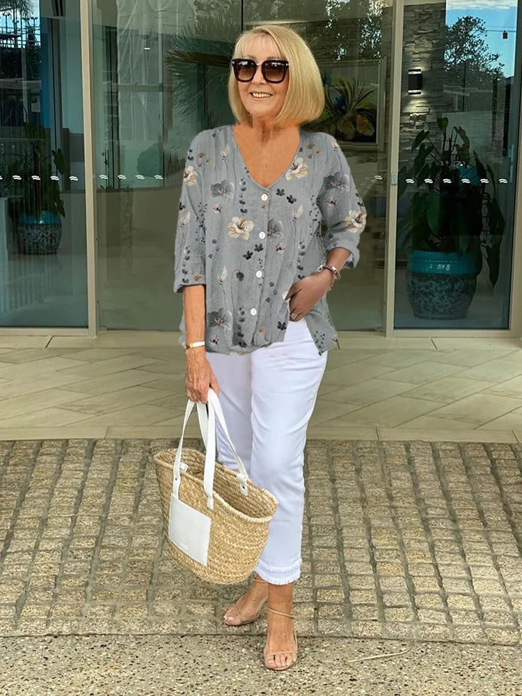 Zephyra™ - Elegant Blommig Blus