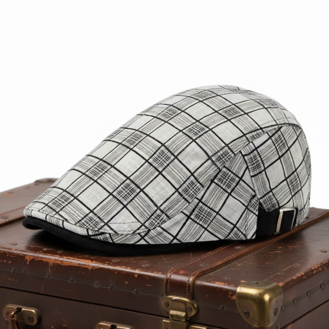 Linne-Bomulls Rutiga Flat Cap | WELLINGTON