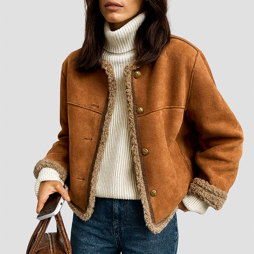 SALLY | Elegant och stilfull shearling-knapprutig jacka