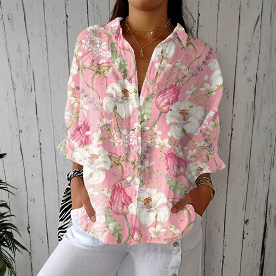 Nicole | Elegant Blus Med Blommor