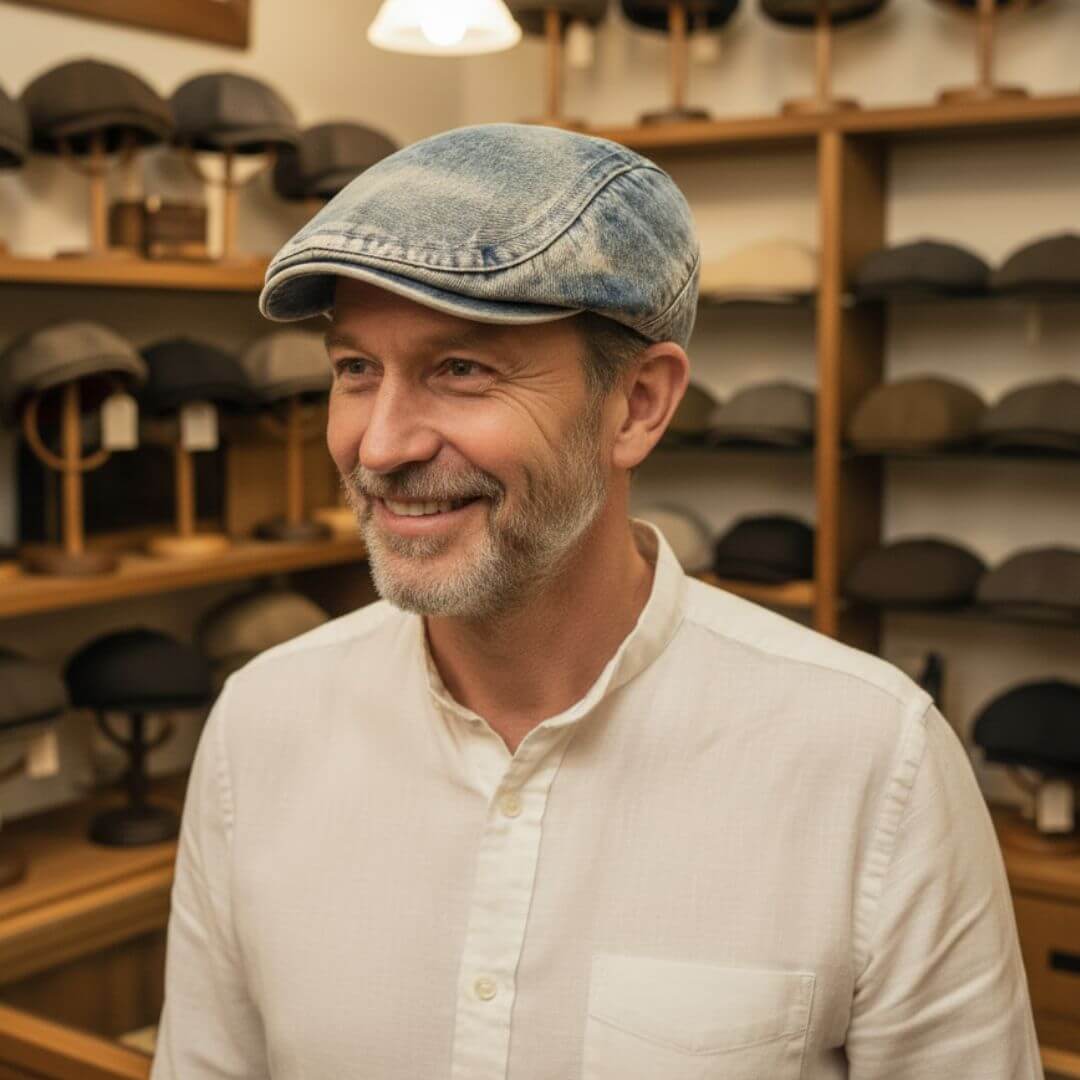 Tvättad denims flat cap | LEXINGTON