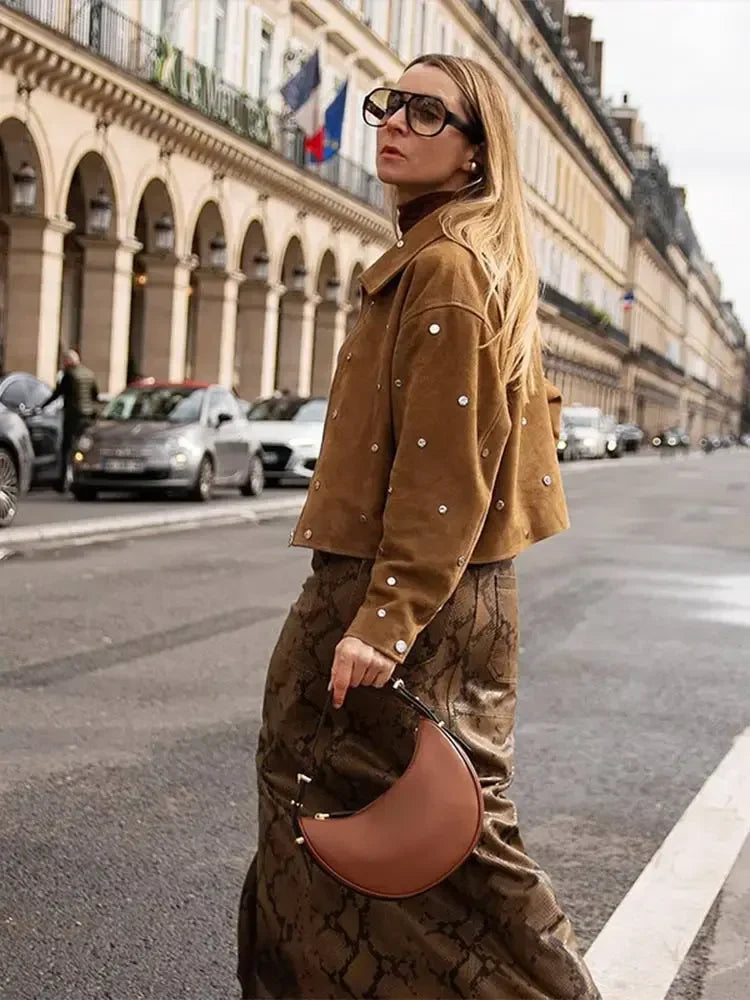 ANNA - LÄDER SUEDE BIKER JACKA