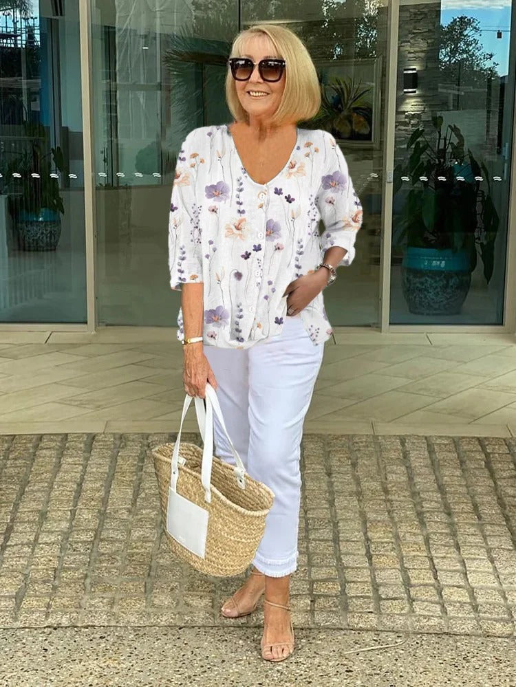 Zephyra™ - Elegant Blommig Blus