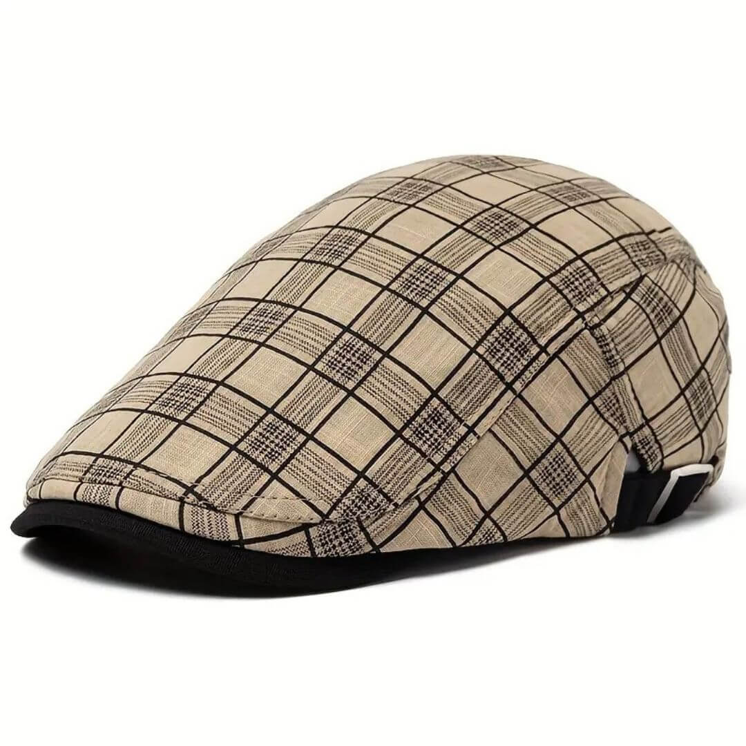 Linne-Bomulls Rutiga Flat Cap | WELLINGTON