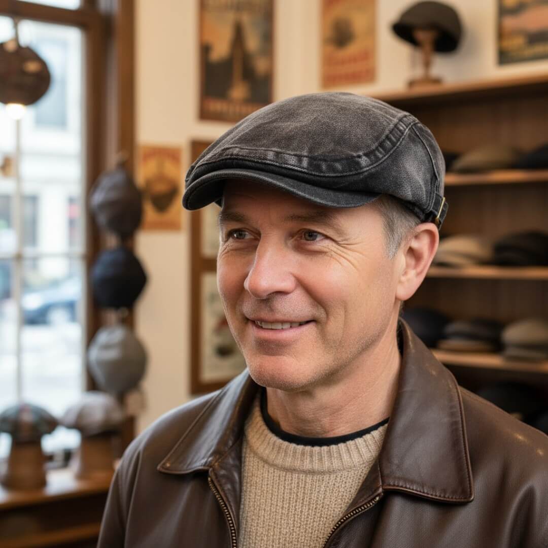 Tvättad denim flat cap | LOGAN