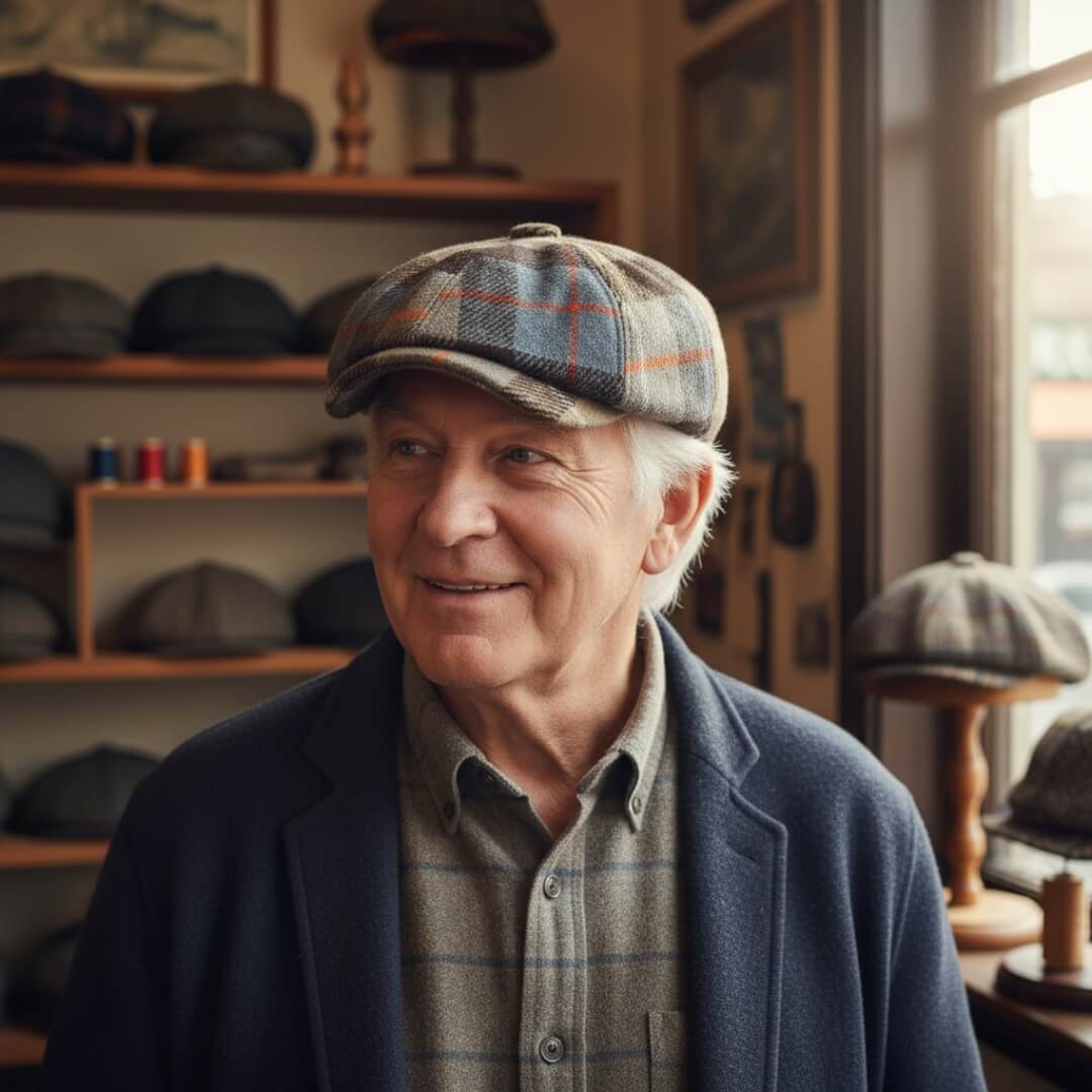 Rutigt ullblandad newsboymössa | TOLEDO