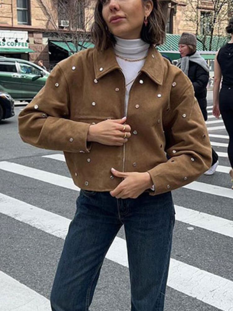 ANNA - LÄDER SUEDE BIKER JACKA