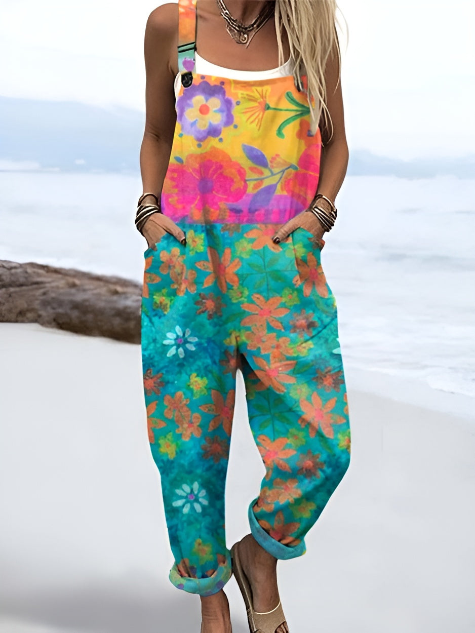 Liv™ | Akvarellblommor Hängselbyxor