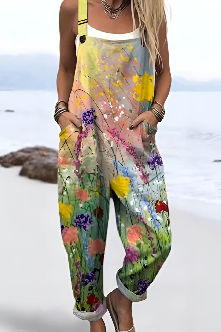 Freja™ | Vildblommor Hängselbyxor